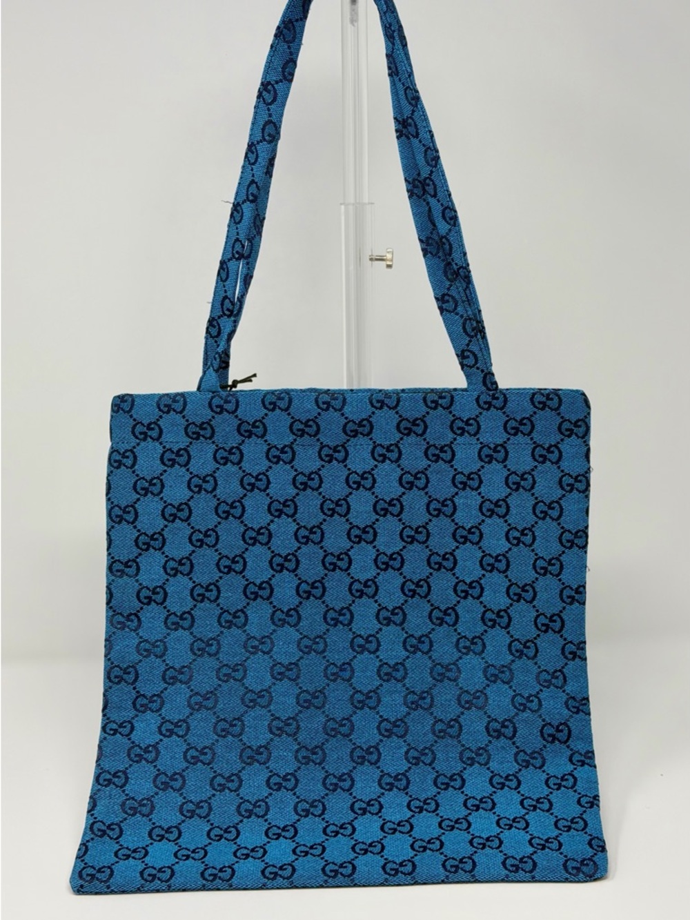 Gucci Beauty Blue Canvas Shoulder Tote NWT - Picture 1 of 3